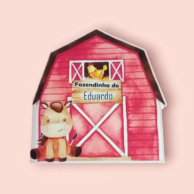 Convite Celeiro Fazendinha - artesanato de Ed  Silva Papelaria de Festa Infantil