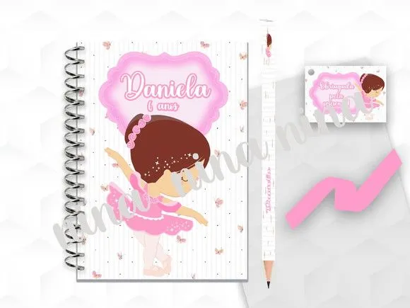 Bloquinho G+lapis Bailarina Personalizado - artesanato feito à mão por creativitybynina