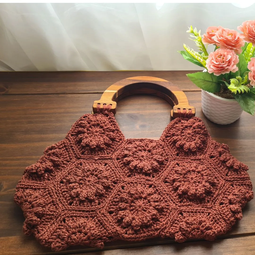 Bolsa Square de crochê Hexágono - foto 2