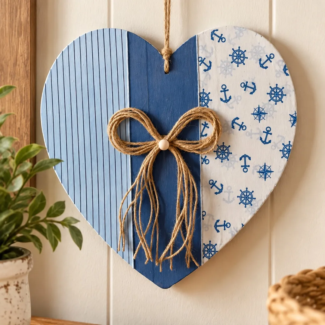 Coração decorativo retalhos - artesanato feito à mão por Podentrar