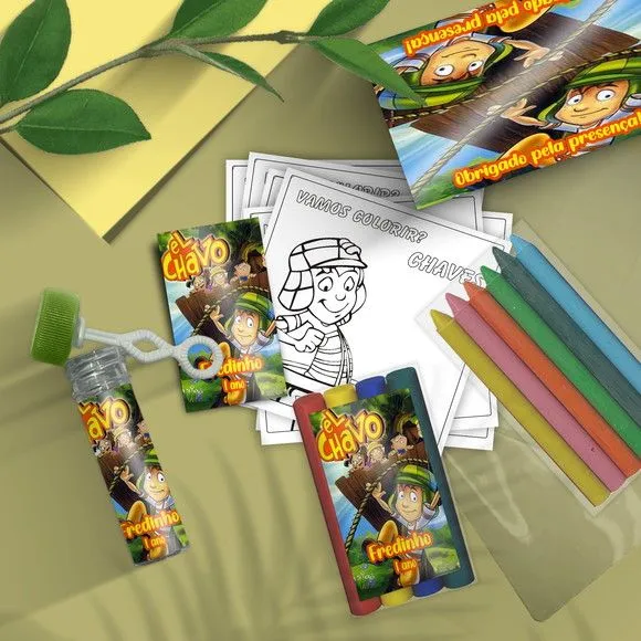 Kit Massinha + Giz + Bolha - Chaves Personalizado - feito à mão por Mi Papelaria Criativa