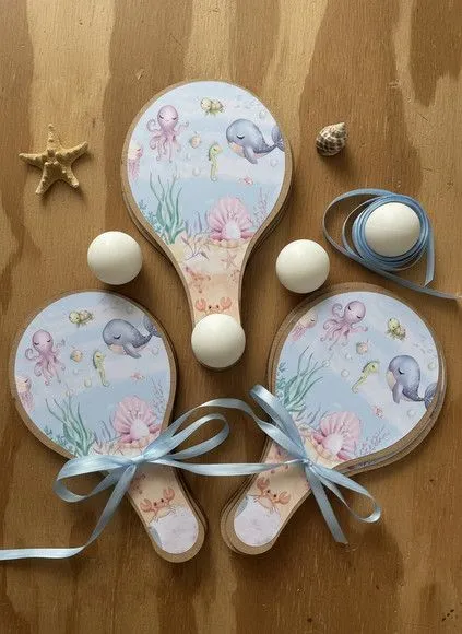 Raquete Ping Pong - Fundo do Mar - feito à mão por Mi Papelaria Criativa