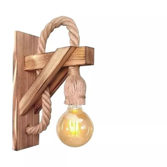 Arandela de Parede Madeira Rustico Corda Retro Promoçao - artesanato feito à mão por DASERRA ARTE EM MADEIRA