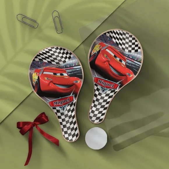 Raquete Ping Pong - Carros Personalizada - feito à mão por Mi Papelaria Criativa