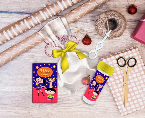 Bolha de Sabão Show da Luna Personalizada - feito à mão por Artmanha Lembrancinhas