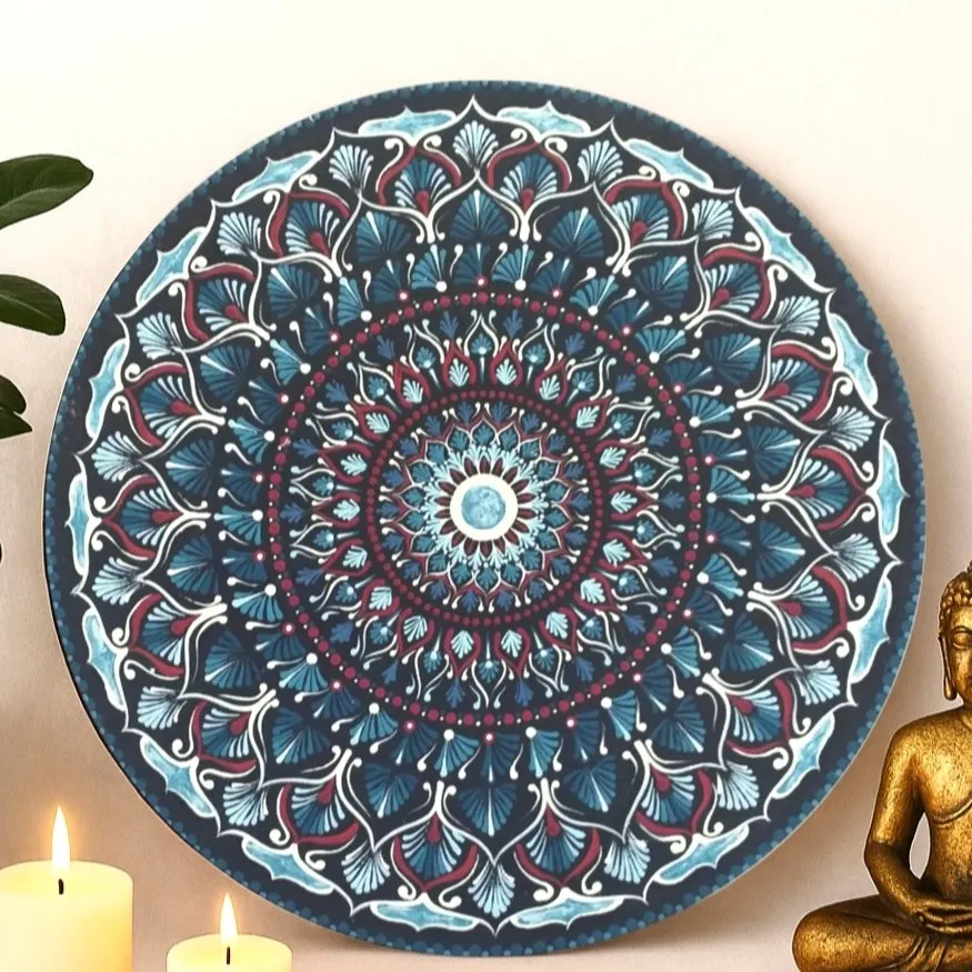 Mandala Decorativa em MDF 35 cm Pintada à Mão – Azul - foto 3