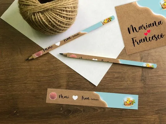 Lápis Casamento Personalizado - feito à mão por Mi Papelaria Criativa