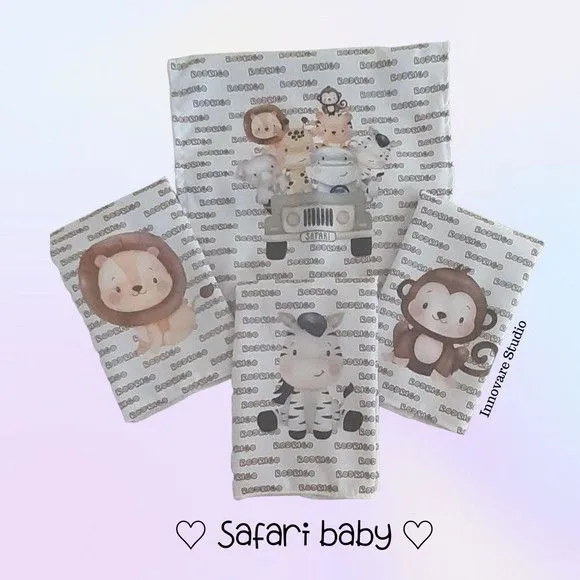 Kit babador e fraldinhas - safari baby - foto 2