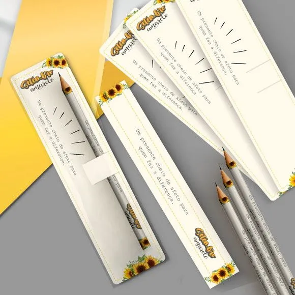 Lápis com Cartão - Setembro Amarelo Personalizado - feito à mão por Mi Papelaria Criativa