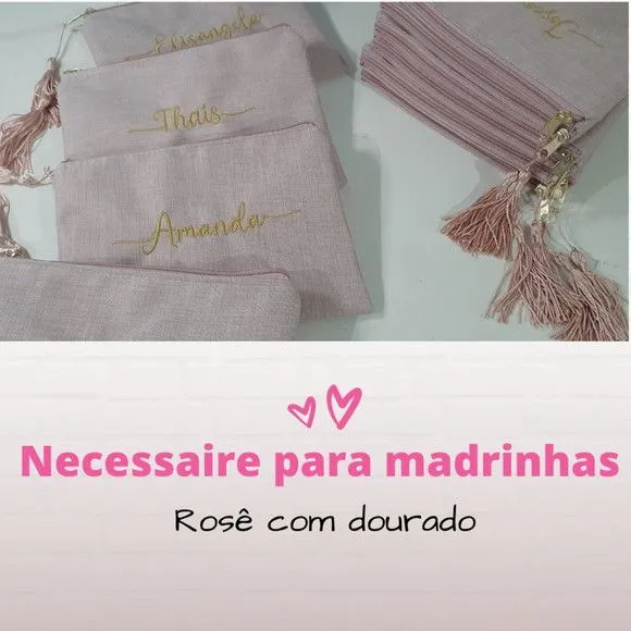 Necessaire Personalizada - Linho - artesanato feito à mão por Innovare Studio