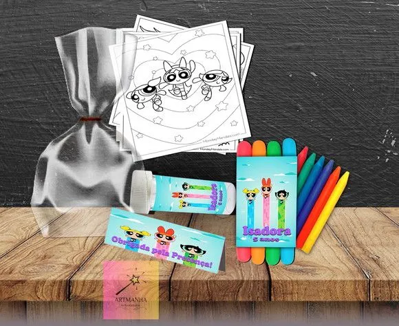 Kit Massinha + Giz + Bolha Superpoderosas Personalizado - feito à mão por Artmanha Lembrancinhas