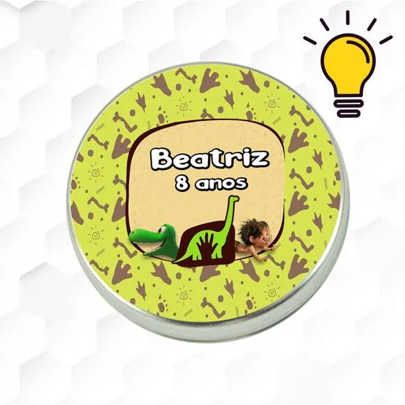 Latinha Metalizada Dinossauro Baby Personalizada - feito à mão por Mi Papelaria Criativa