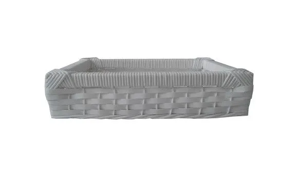 Bandeja Vime Sintético Branca 40x30x08 - artesanato de Mundo Urbano