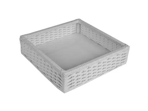 Bandeja Vime Sintético Branca 60x50x10 - artesanato de Mundo Urbano
