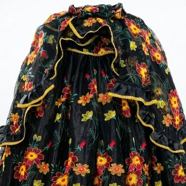 Saia de Pombagira de Umbanda e Candomblé em Tule Bordado Preto Florida - foto 2