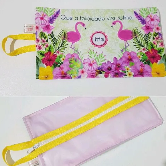 Necessaire porta escova de dente Flamingo - feito à mão por Innovare Studio