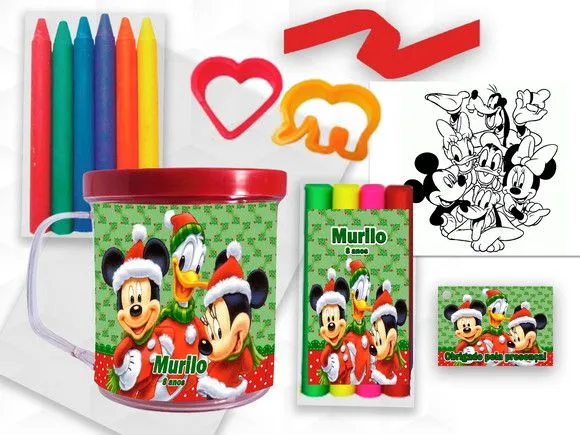 Caneca com Giz e Massinha Mickey Natal Personalizada - artesanato feito à mão por creativitybynina