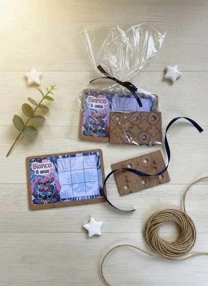 Jogo da Velha - Stitch e Angel Personalizado - artesanato feito à mão por Mi Papelaria Criativa
