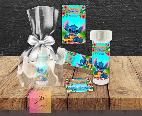 Bolha de Sabão Stitch Personalizada - artesanato feito à mão por Artmanha Lembrancinhas
