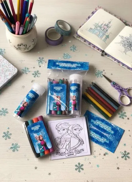 Kit Massinha + Giz + Bolha - Frozen Personalizado - artesanato feito à mão por Mi Papelaria Criativa