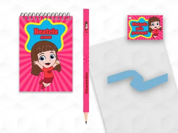 Bloquinho com Lápis Gigi Personalizado - artesanato feito à mão por creativitybynina