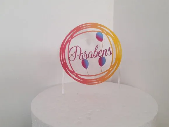 Topo de Bolo Parabéns Aro - Simples - foto 3