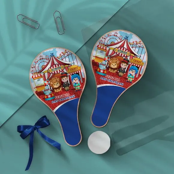 Raquete Ping Pong - Circo Personalizada - feito à mão por Mi Papelaria Criativa