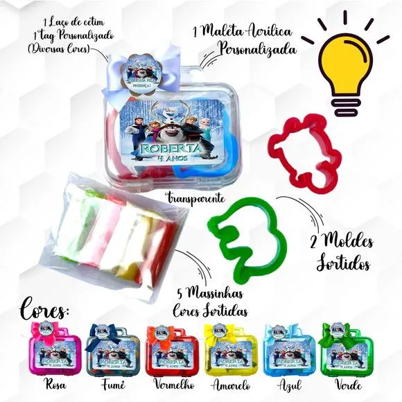 Mini Maleta com Massinhas Frozen Personalizada - feito à mão por Mi Papelaria Criativa