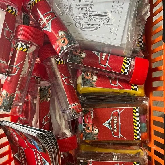 Kit Massinha + Giz + Bolha Carros Personalizado - feito à mão por Mi Papelaria Criativa