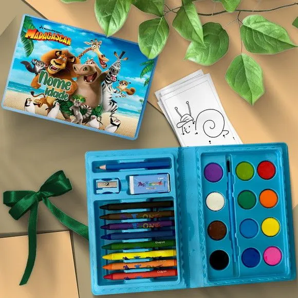 Estojo de Pintura - Madagascar Personalizado - artesanato feito à mão por Mi Papelaria Criativa