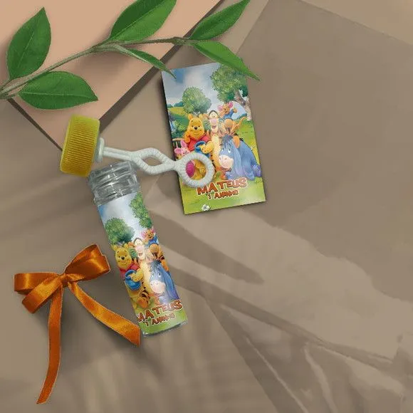 Bolha de Sabão - Ursinho Pooh Personalizado - artesanato feito à mão por Mi Papelaria Criativa