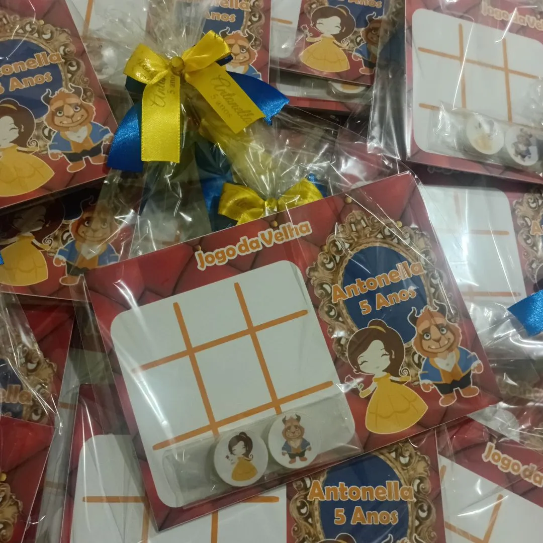 Lembrancinhas Jogo da Velha Personalizado Tema Bela e a Fera - foto 3