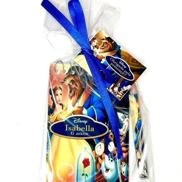Bloquinho Bela e a Fera Personalizado - artesanato feito à mão por Mi Papelaria Criativa