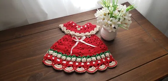 Puxador Forno vestidinho Tulipas Vermelho / Bege - foto 4