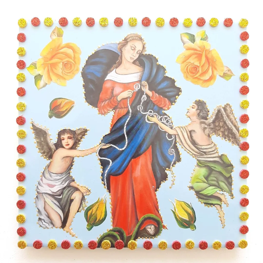 Quadrinho de Azulejo N. S. Desatadora de Nós - artesanato de Estudio Bananeira