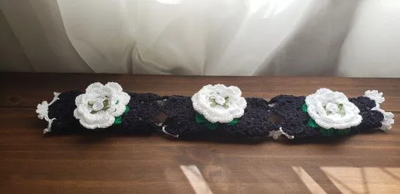 Puxador de Fogão Triplo em Crochê Preto - artesanato de Mari Crochê feito com carinho!