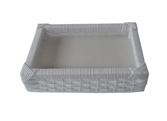 Bandeja Sintética Branca 35x25x06 - artesanato de Mundo Urbano