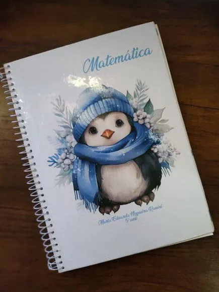 Caderno Capa Dura 1/4 (pequeno) Espiral 48fls -pinguinzinhoa
