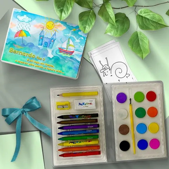 Estojo de Pintura 24pç - Aquarela Personalizado - artesanato feito à mão por Mi Papelaria Criativa