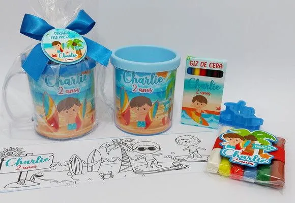 Caneca Praia Personalizada - artesanato feito à mão por Mi Papelaria Criativa