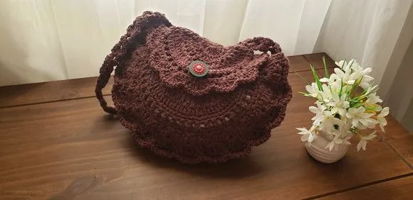 Bolsa de Crochê em Estilo Boho "chic" Café - foto 3