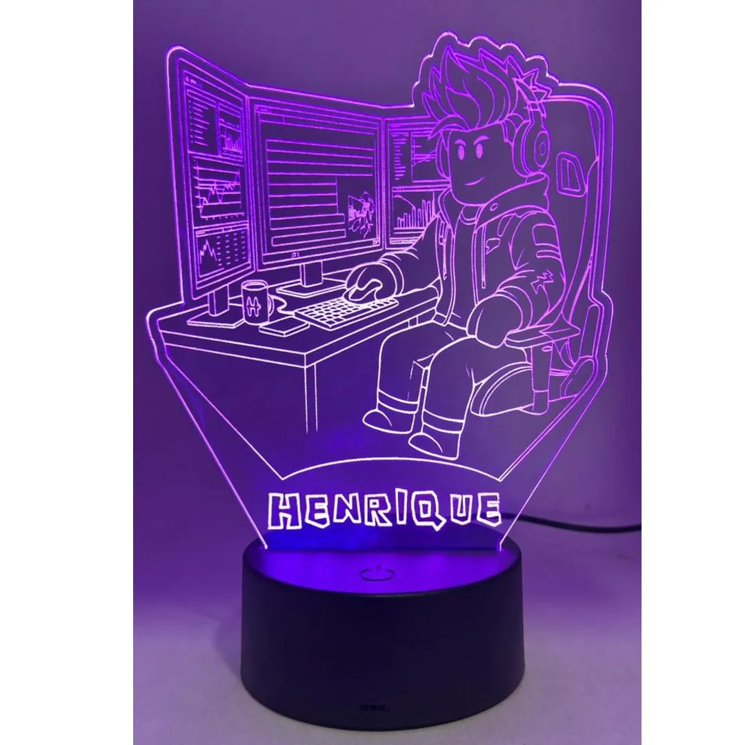 Luminaria Roblox personalizada para quarto em acrilico de 3mm com base de led RGB - foto 3