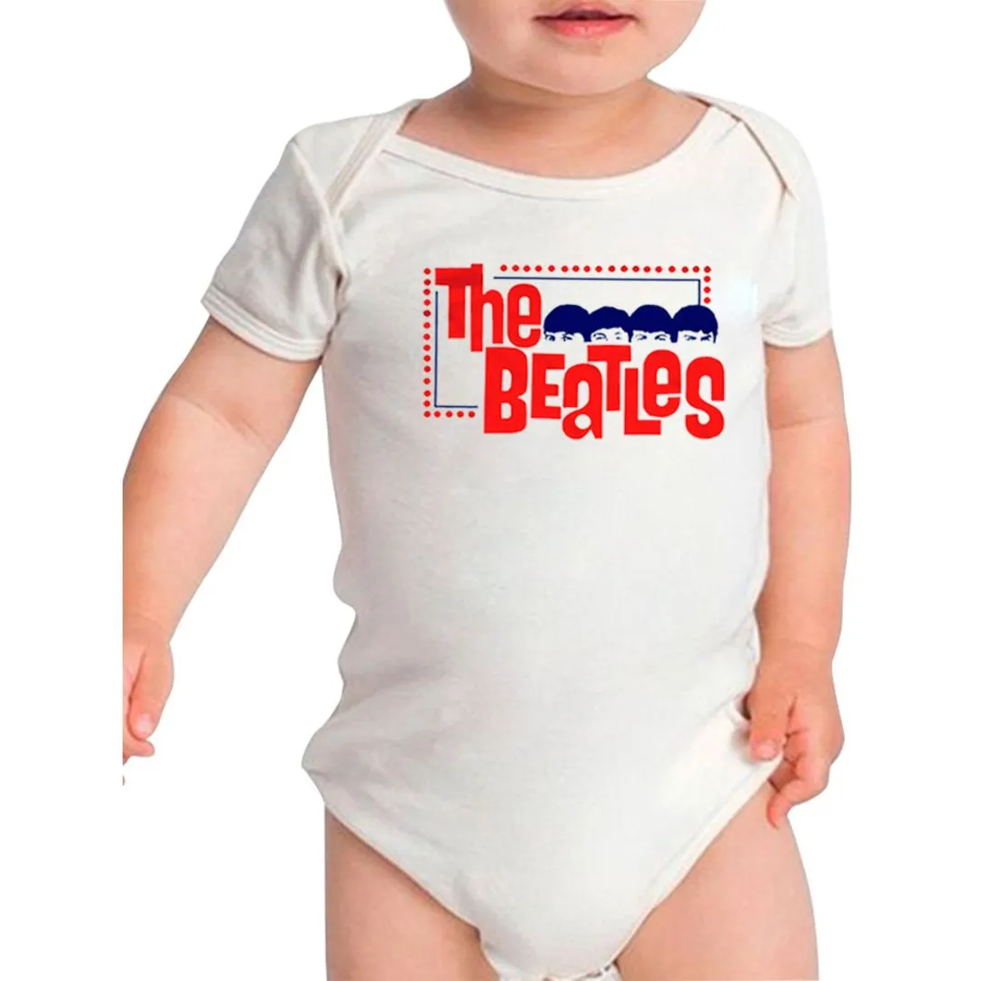 Body bebê The Beatles, estampa logo retrô, 100% algodão - artesanato de Lado B Rock Camisetas
