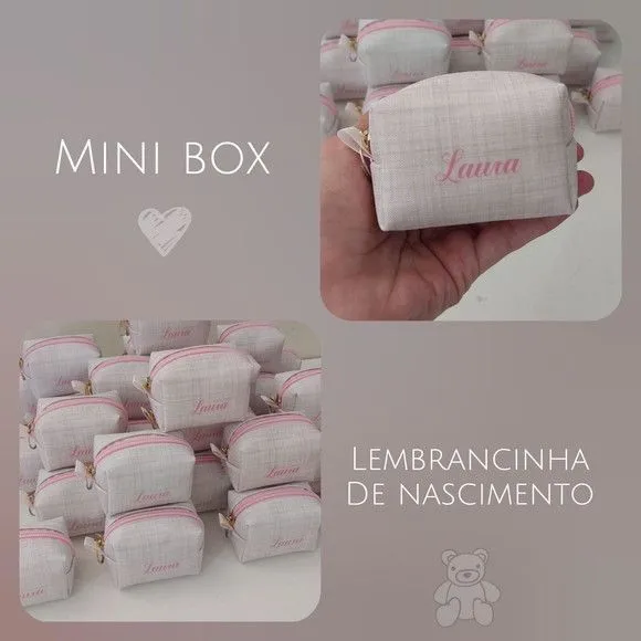 Necessaire Mini Box - Rosé - artesanato feito à mão por Innovare Studio