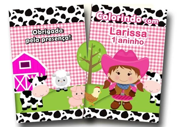 revista colorir fazendinha rosa 14x10 - artesanato de PAPCRIE