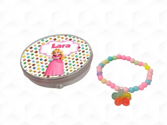 Latinha + Pulseira Princess Peach Personalizada - artesanato feito à mão por creativitybynina
