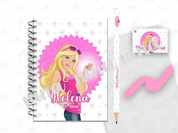Bloquinho G+lapis Barbie Personalizado - artesanato feito à mão por creativitybynina