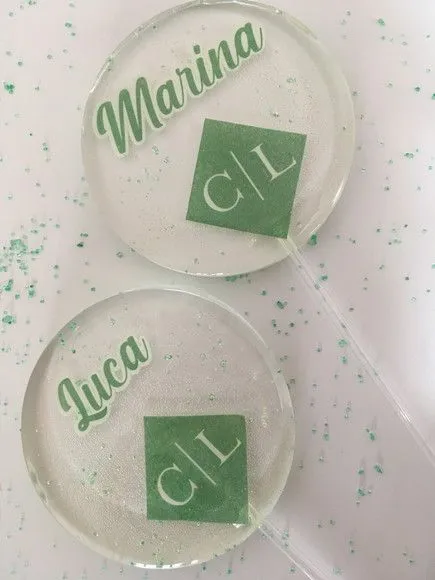 Pirulito Logo Casamento - feito à mão por Lollipops Cristal