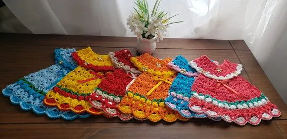 Puxador Forno Vestidinho Tulipas Turquesa / Azul Candy - foto 5