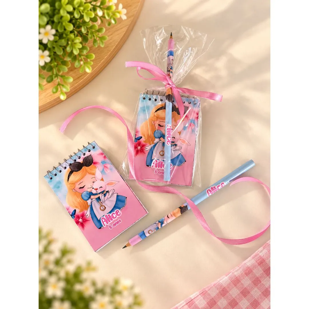 Bloquinho Alice no Pais das Maravilhas Personalizado - artesanato de Artmanha Lembrancinhas